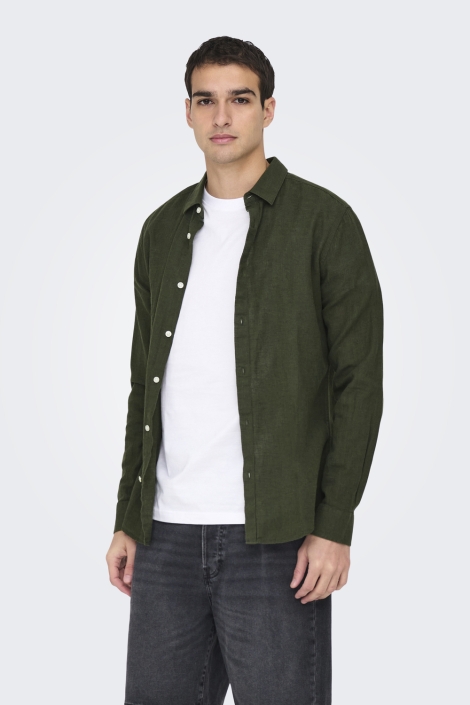 Only & Sons onscaiden life ls solid linen shirt